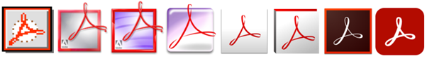Adobe Perpetual Logos throughout the years. 